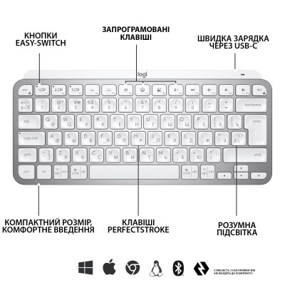 Logitech MX Keys Mini Minimalist US Pale Grey (920-010499) Logitech MX Keys Mini Minimalist US Pale Grey (920-010499)